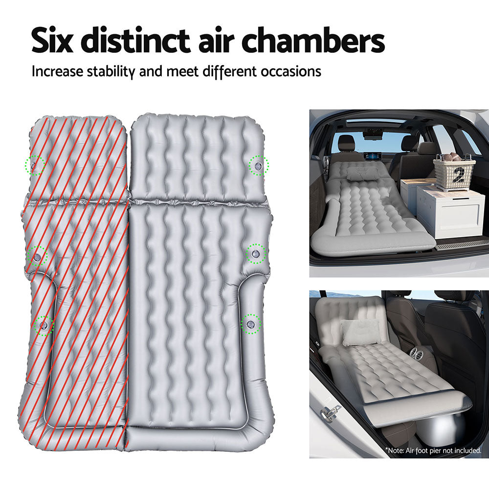Inflatable Mattresses: Weisshorn Car Mattress 175x130 Inflatable SUV Back Seat Camping Bed Grey