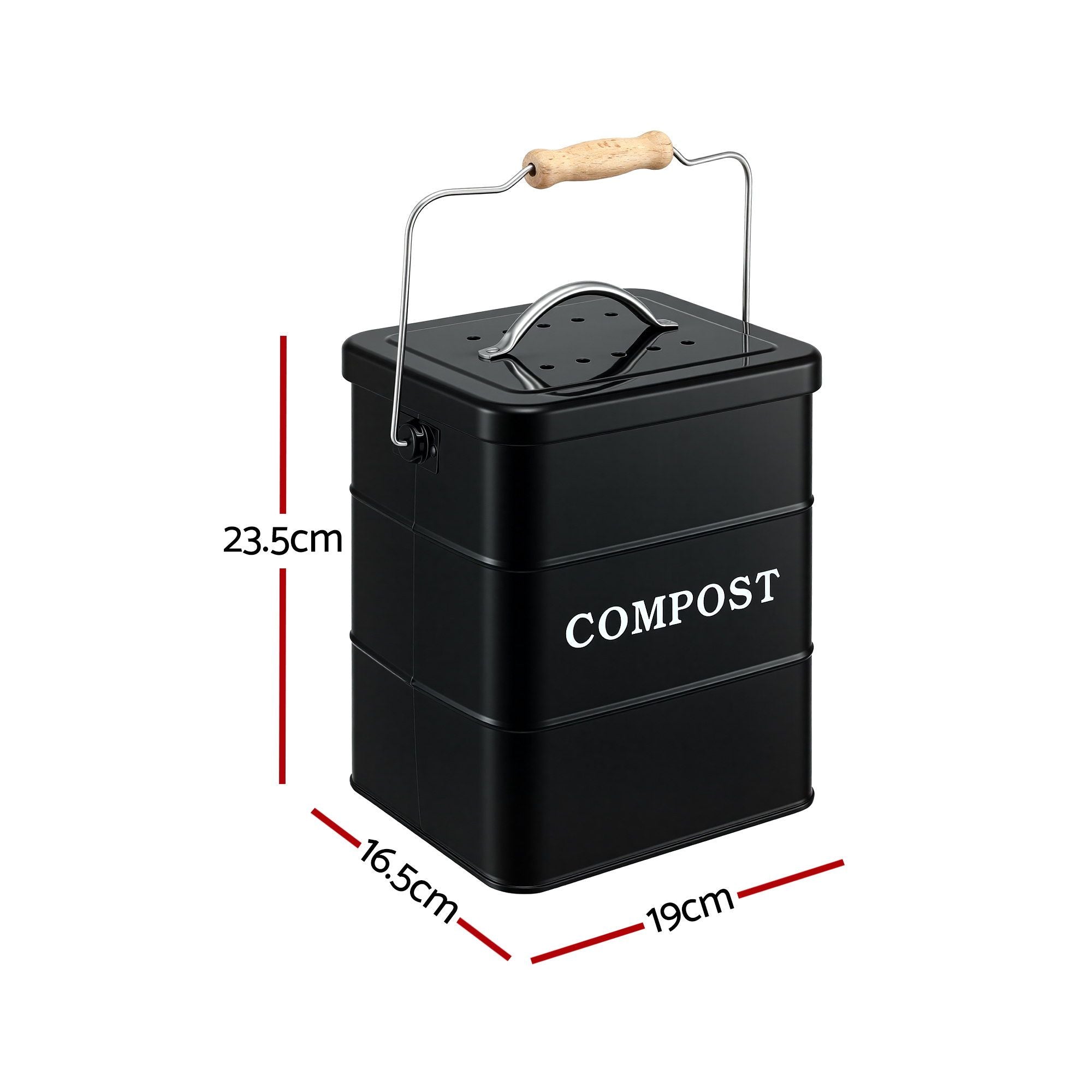 Gardeon 5L Compost Bin Kitchen Countertop Food Waste Caddy Black