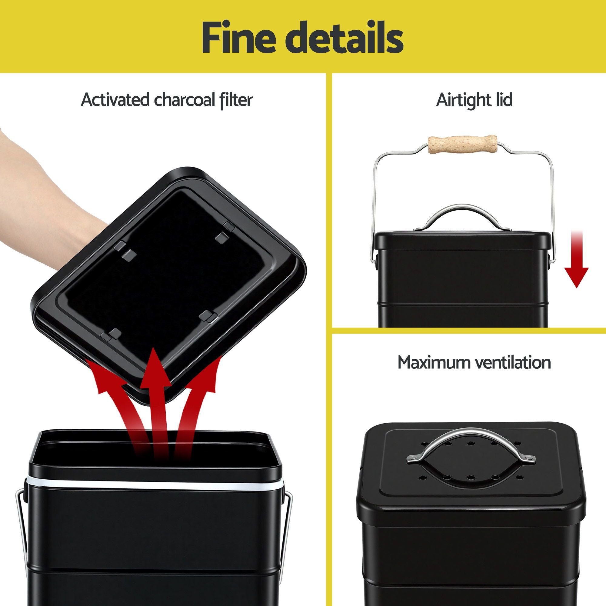 Gardeon 5L Compost Bin Kitchen Countertop Food Waste Caddy Black