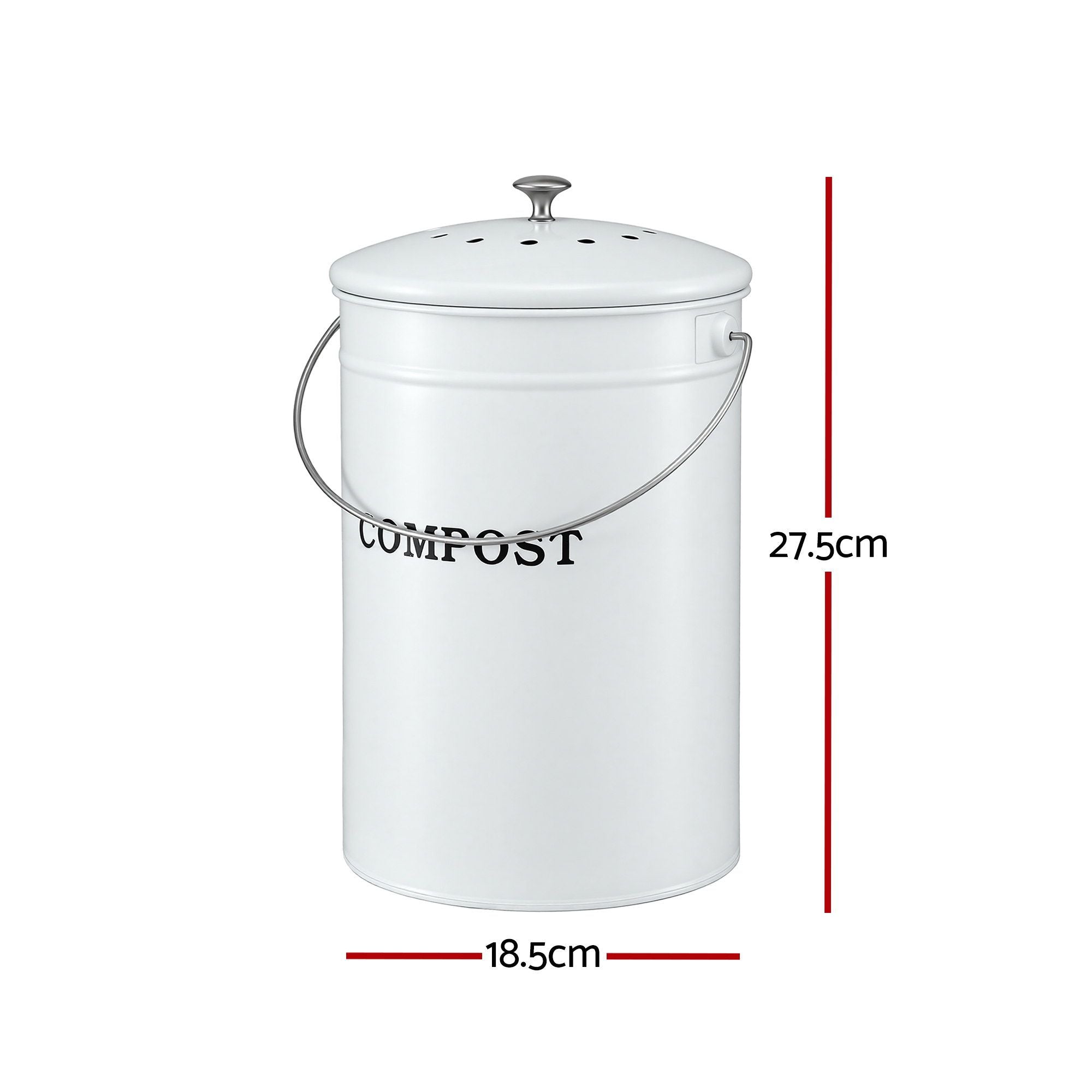 Gardeon Compost Bin Kitchen Compost Caddy Food Waste Bin Bench White