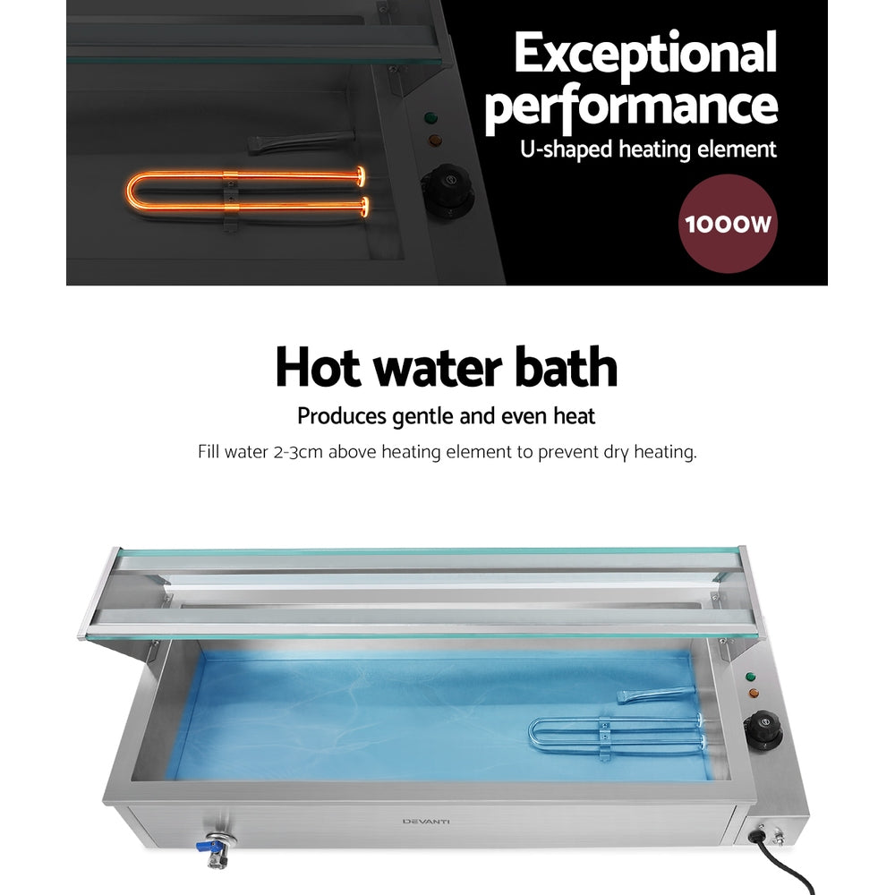 Food Warmers & Chafing Dishes: Devanti Commercial Food Warmer Bain Marie 3 Electric Buffet Pans