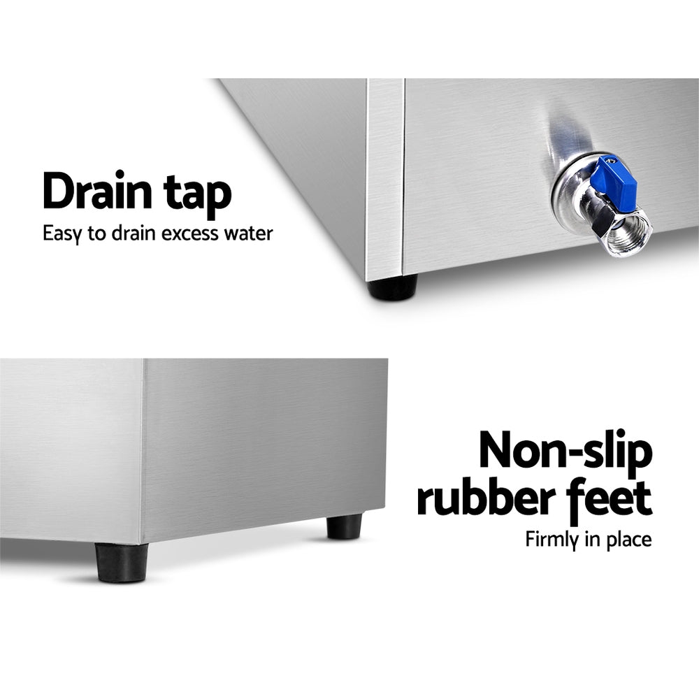 Food Warmers & Chafing Dishes: Devanti Commercial Food Warmer Bain Marie 3 Electric Buffet Pans