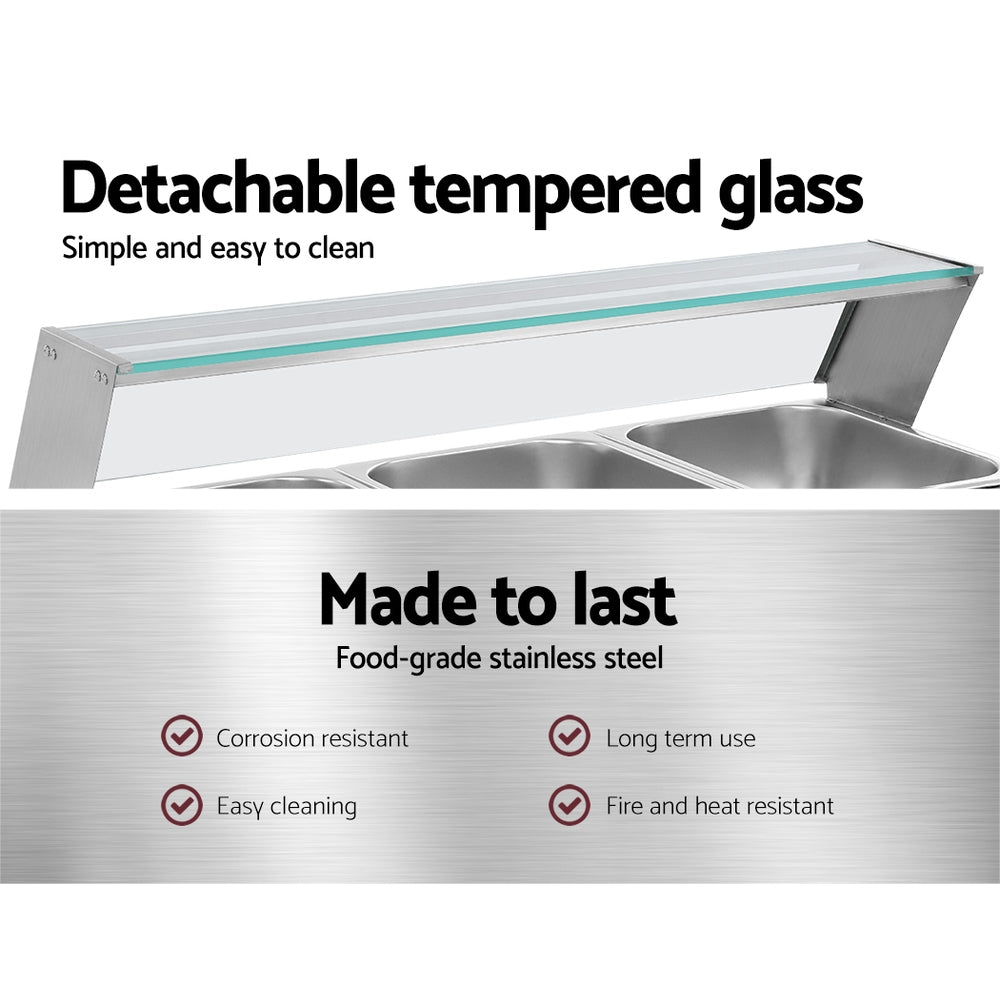 Food Warmers & Chafing Dishes: Devanti Commercial Food Warmer Bain Marie 3 Electric Buffet Pans