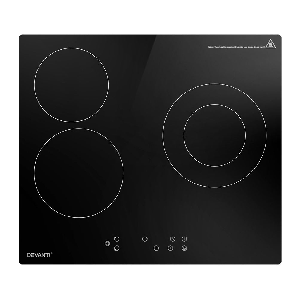 Cooktops & Stoves: Devanti Electric Ceramic Cooktop 60cm Kitchen Cooker 4 Burner Hob Touch Control 5200W