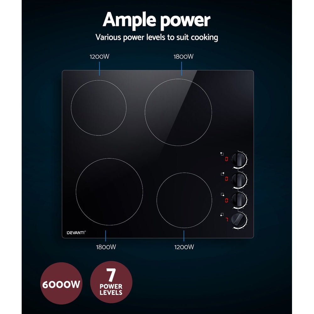 Cooktops & Stoves: Devanti Electric Ceramic Cooktop 60cm
