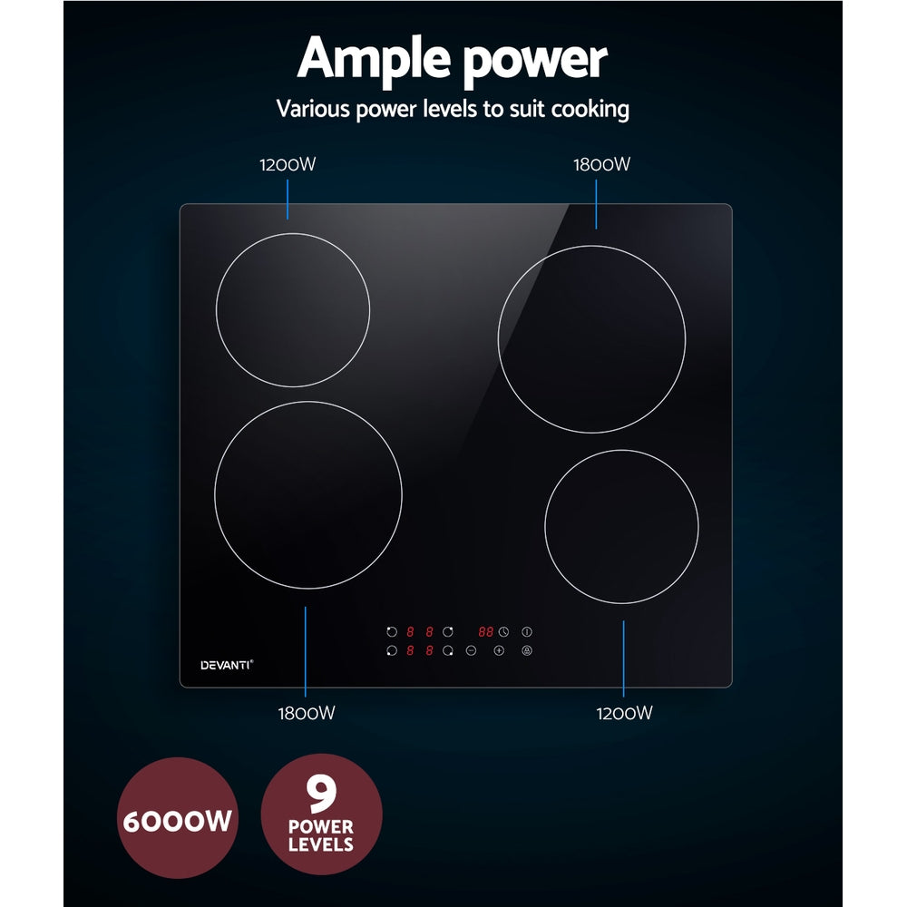 Cooktops & Stoves: Devanti Electric Ceramic Cooktop 60cm Touch Control