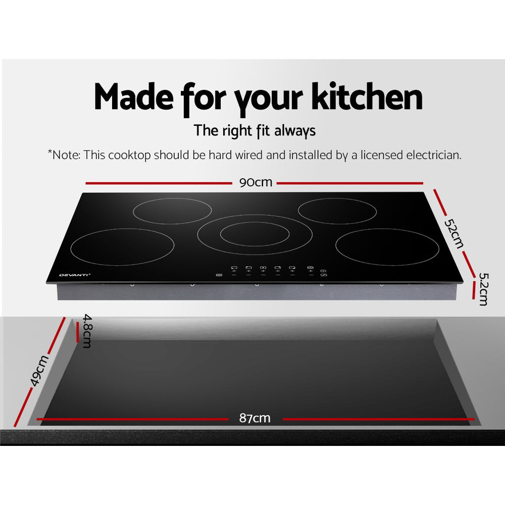 Cooktops & Stoves: Devanti Electric Ceramic Cooktop 90cm