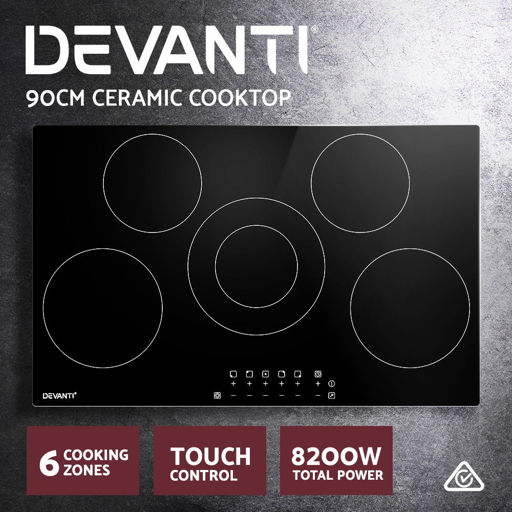 Cooktops & Stoves: Devanti Electric Ceramic Cooktop 90cm