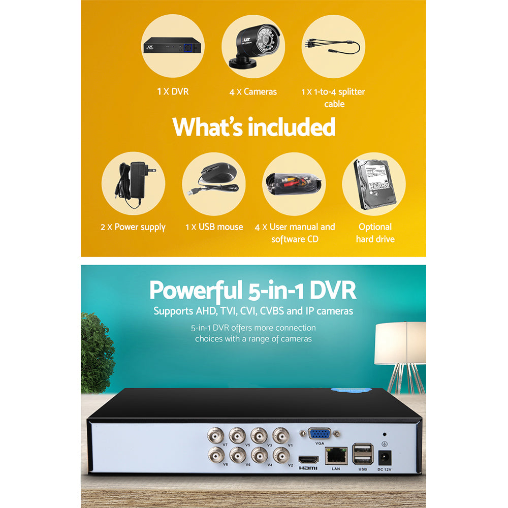 Security Cameras & Accessories: UL-tech CCTV Security System 8CH DVR 4 Cameras 2TB Hard Drive