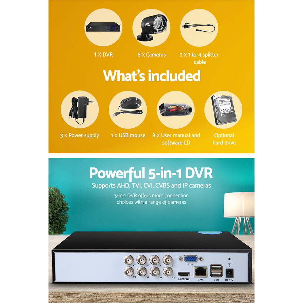 Security Cameras & Accessories: UL-tech CCTV Security System 8CH DVR 8 Cameras 2TB Hard Drive