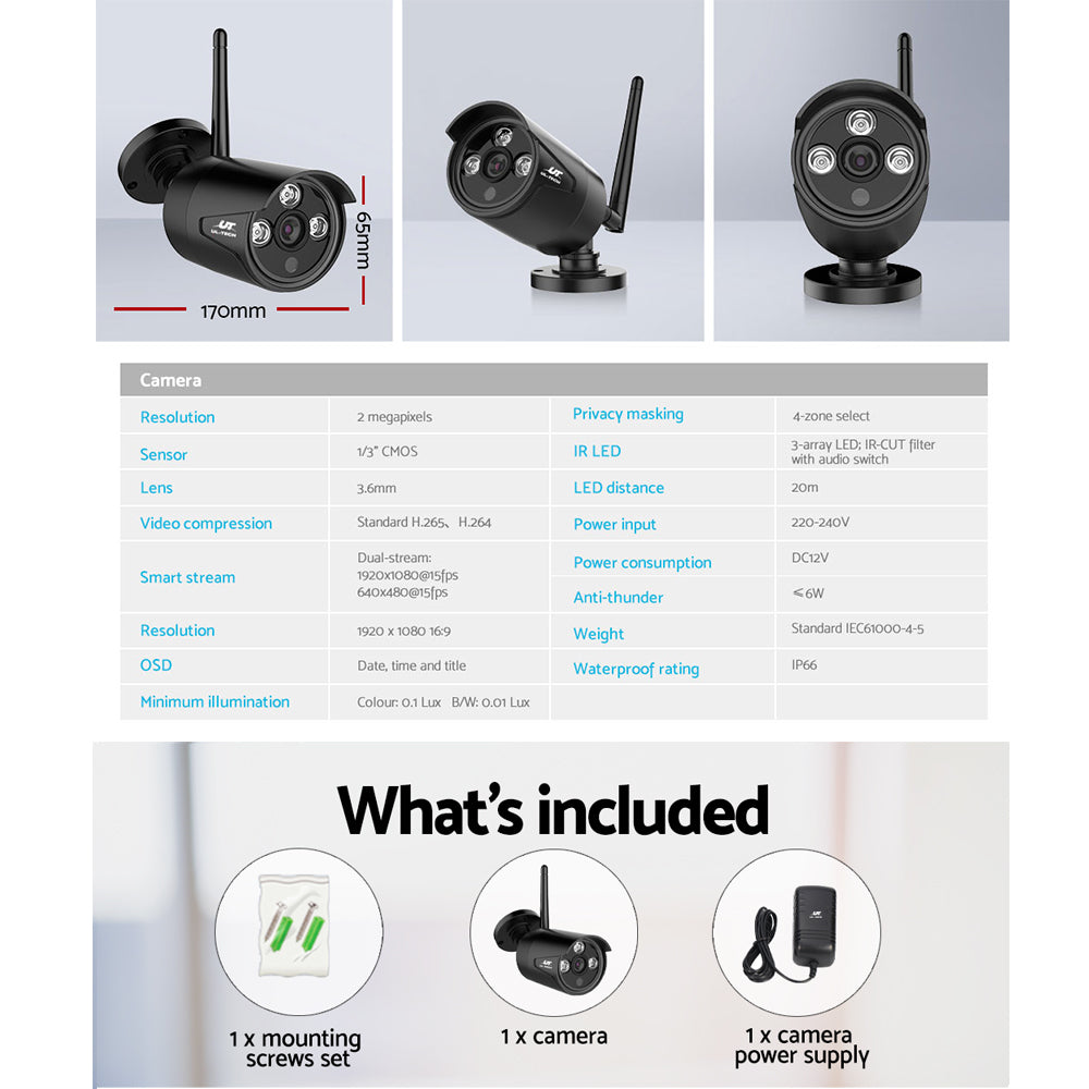Security Cameras & Accessories: UL-tech Wireless CCTV 3MP Camera Bullet