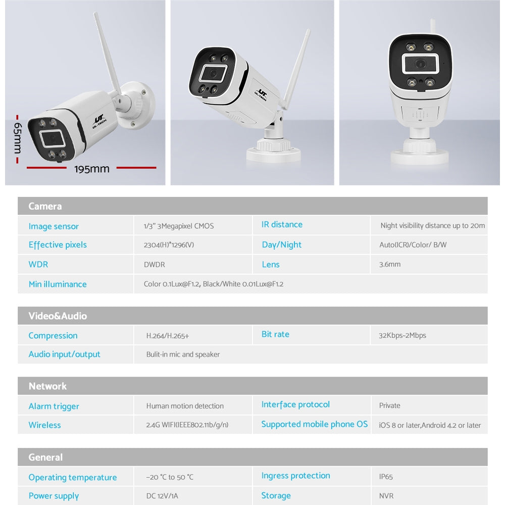Security Cameras & Accessories: UL-tech Wireless CCTV 3MP Camera Square