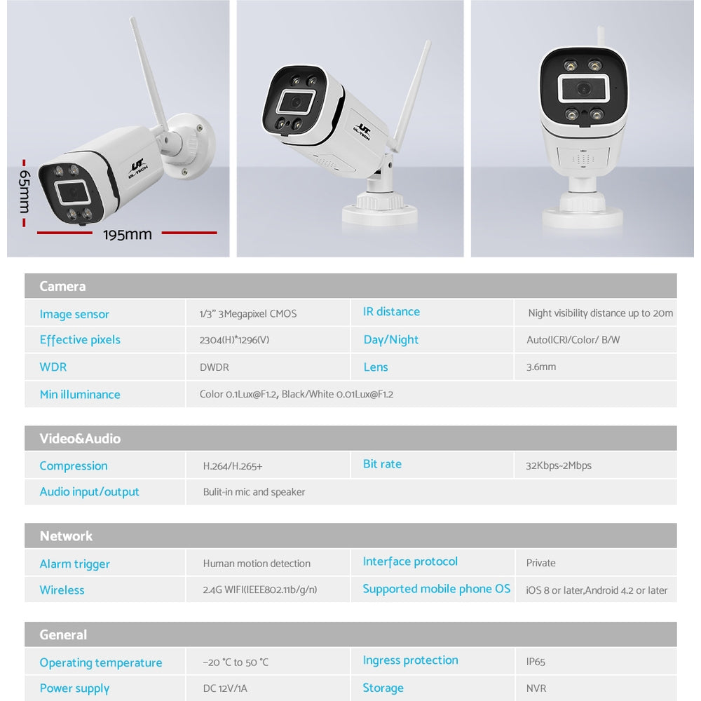 Security Cameras & Accessories: UL-tech Wireless CCTV 3MP 2 Cameras Square