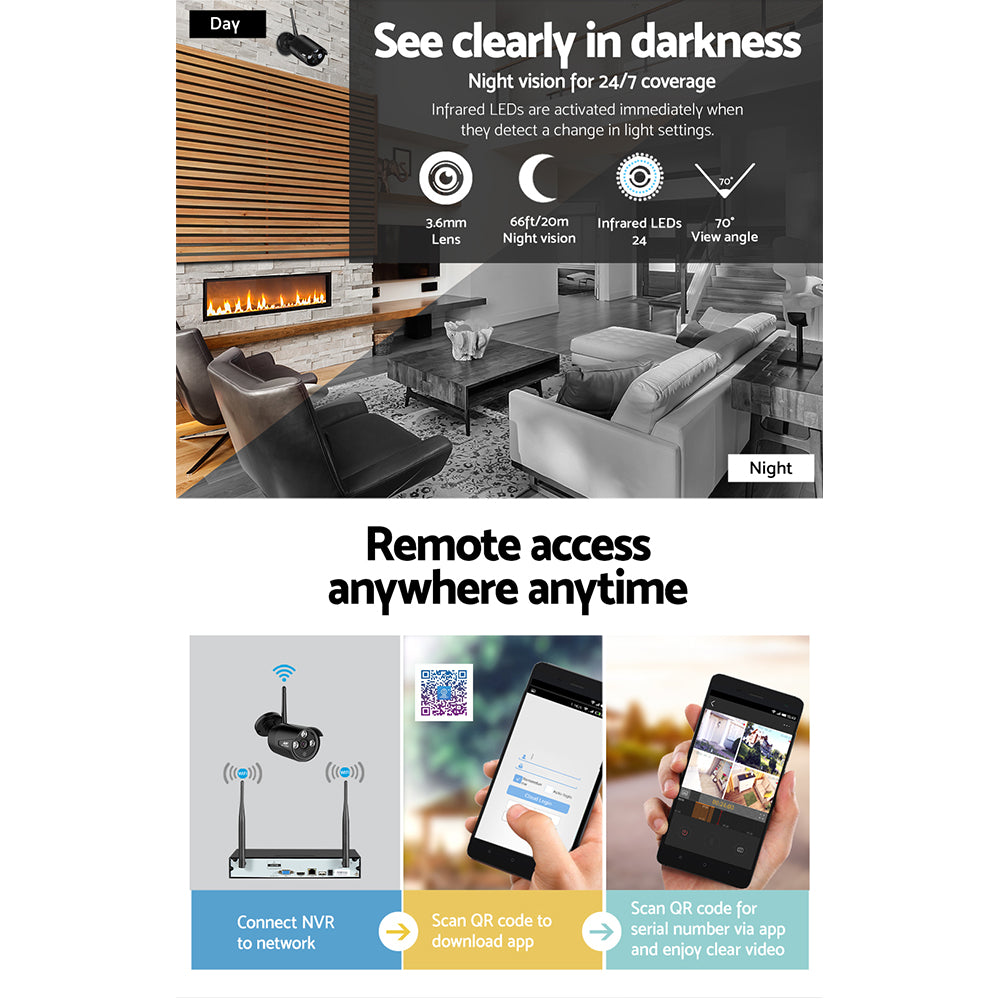 Security Cameras & Accessories: UL-tech Wireless CCTV Security System 8CH NVR 3MP 4 Bullet Cameras 1TB
