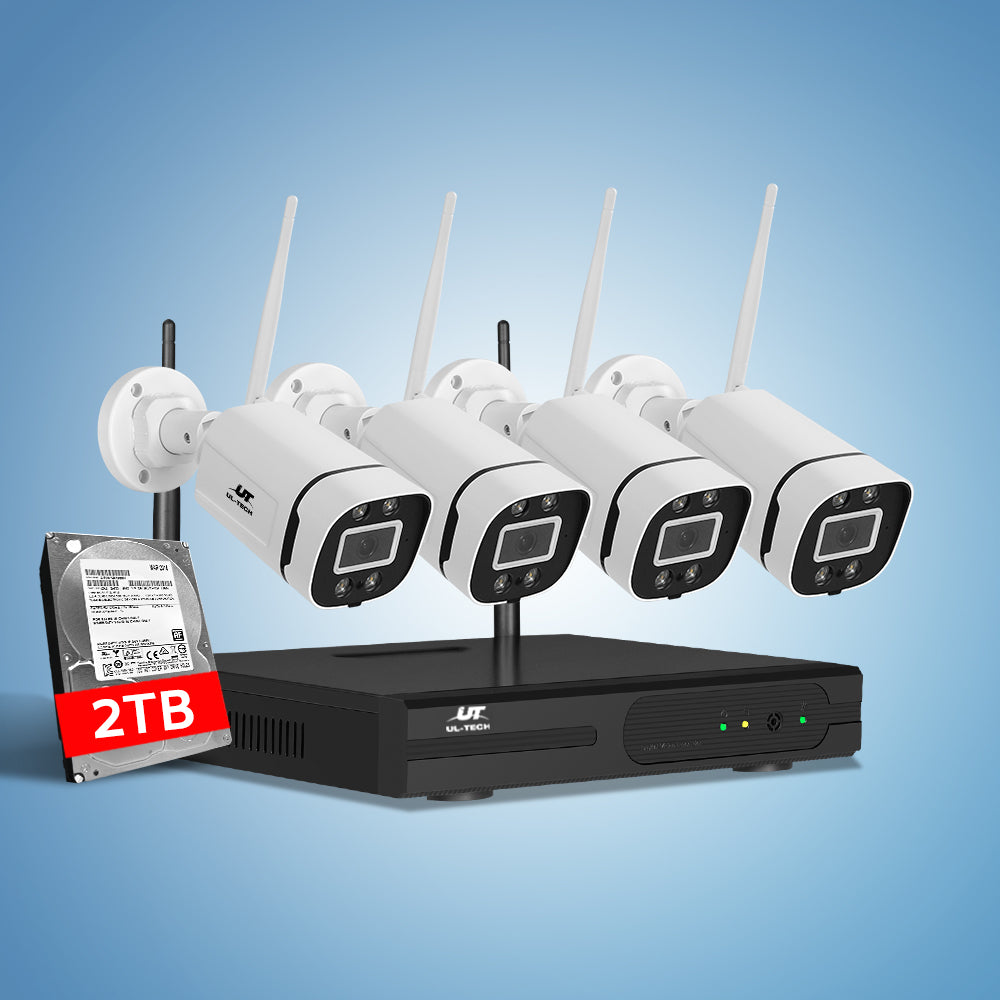 Security Cameras & Accessories: UL-tech Wireless CCTV Security System 8CH NVR 3MP 4 Square Cameras 2TB