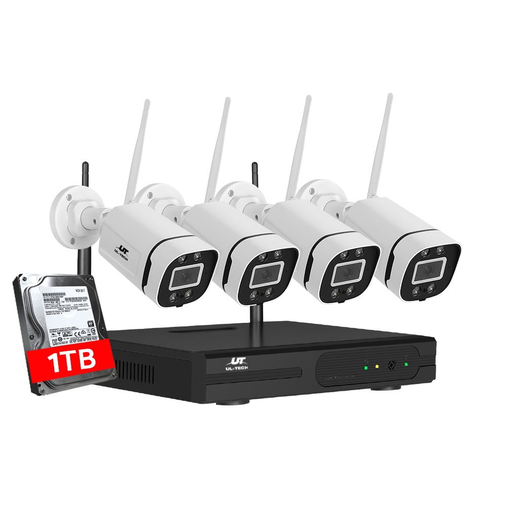 Security Cameras & Accessories: UL-tech Wireless CCTV Security System 8CH NVR 3MP 4 Square Cameras 1TB