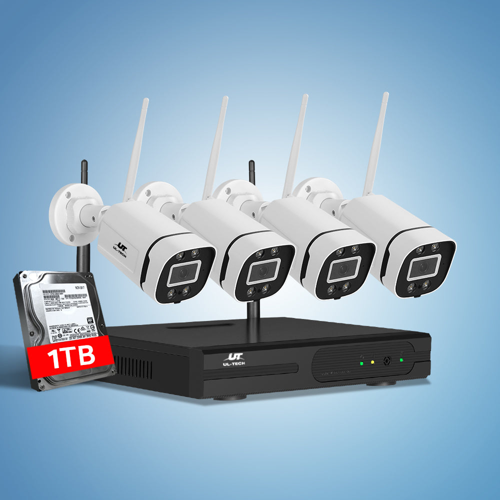 Security Cameras & Accessories: UL-tech Wireless CCTV Security System 8CH NVR 3MP 4 Square Cameras 1TB
