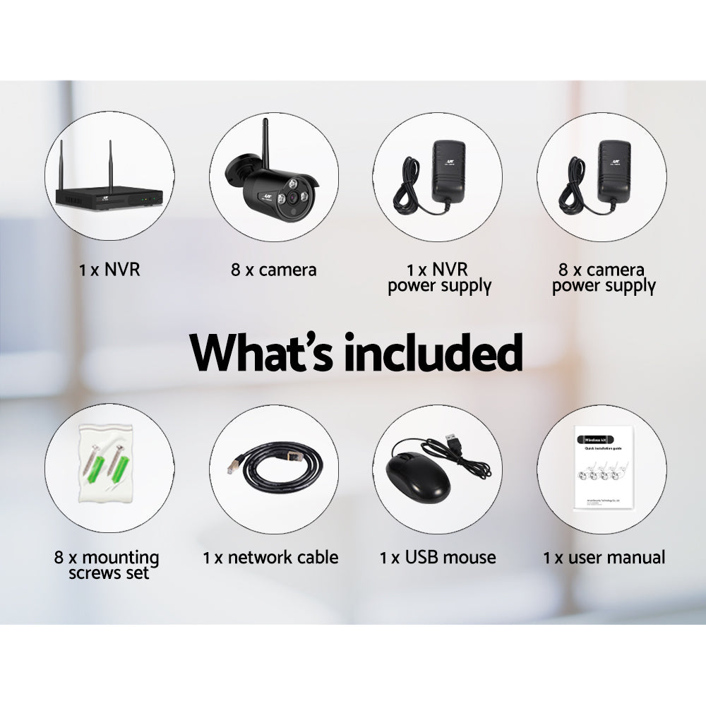 Security Cameras & Accessories: UL-tech Wireless CCTV Security System 8CH NVR 3MP 8 Bullet Cameras