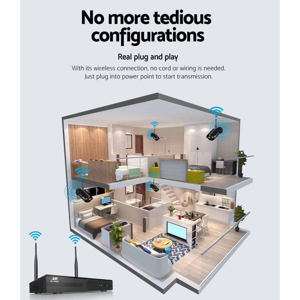 Security Cameras & Accessories: UL-tech Wireless CCTV Security System 8CH NVR 3MP 8 Bullet Cameras