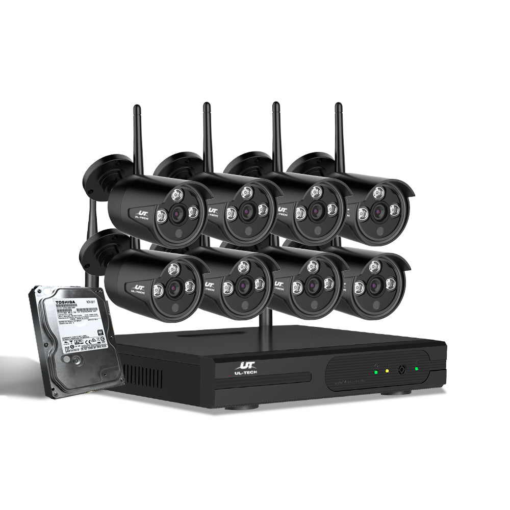 Security Cameras & Accessories: UL-tech Wireless CCTV Security System 8CH NVR 3MP 8 Bullet Cameras 2TB