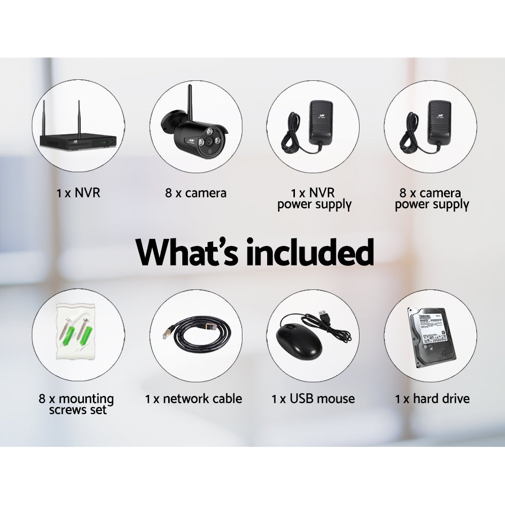 Security Cameras & Accessories: UL-tech Wireless CCTV Security System 8CH NVR 3MP 8 Bullet Cameras 2TB