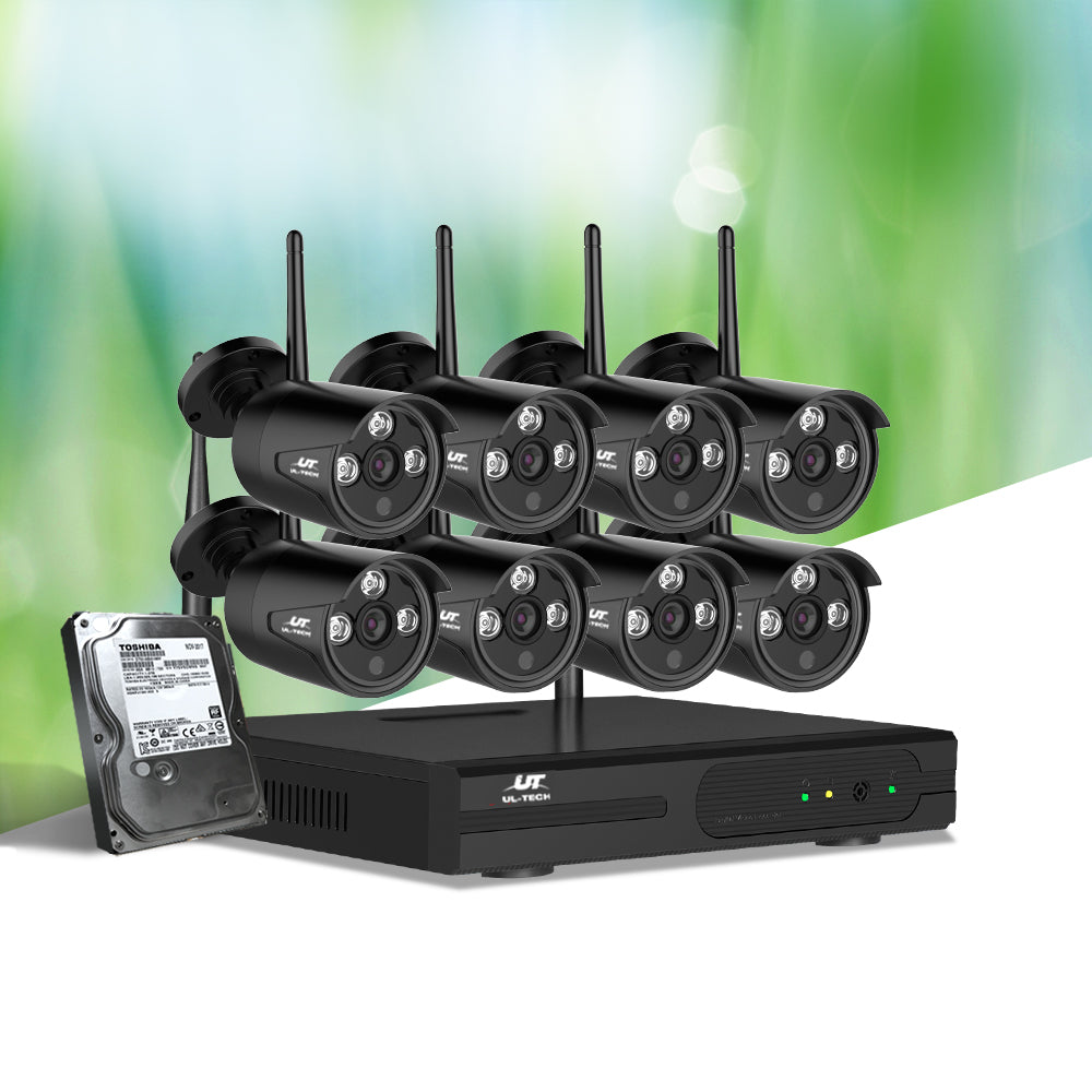 Security Cameras & Accessories: UL-tech Wireless CCTV Security System 8CH NVR 3MP 8 Bullet Cameras 2TB