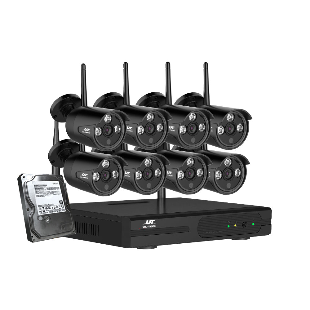 Security Cameras & Accessories: UL-tech Wireless CCTV Security System 8CH NVR 3MP 8 Bullet Cameras 4TB