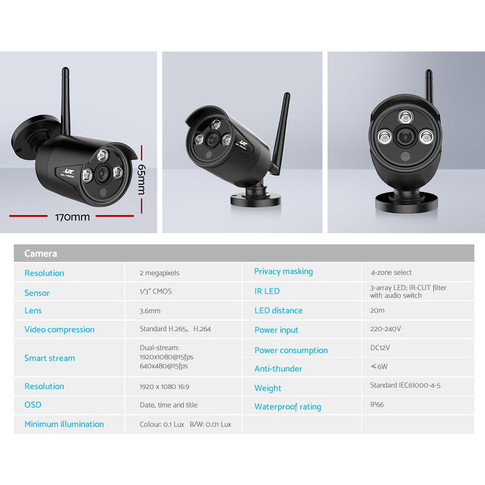Security Cameras & Accessories: UL-tech Wireless CCTV Security System 8CH NVR 3MP 8 Bullet Cameras 4TB