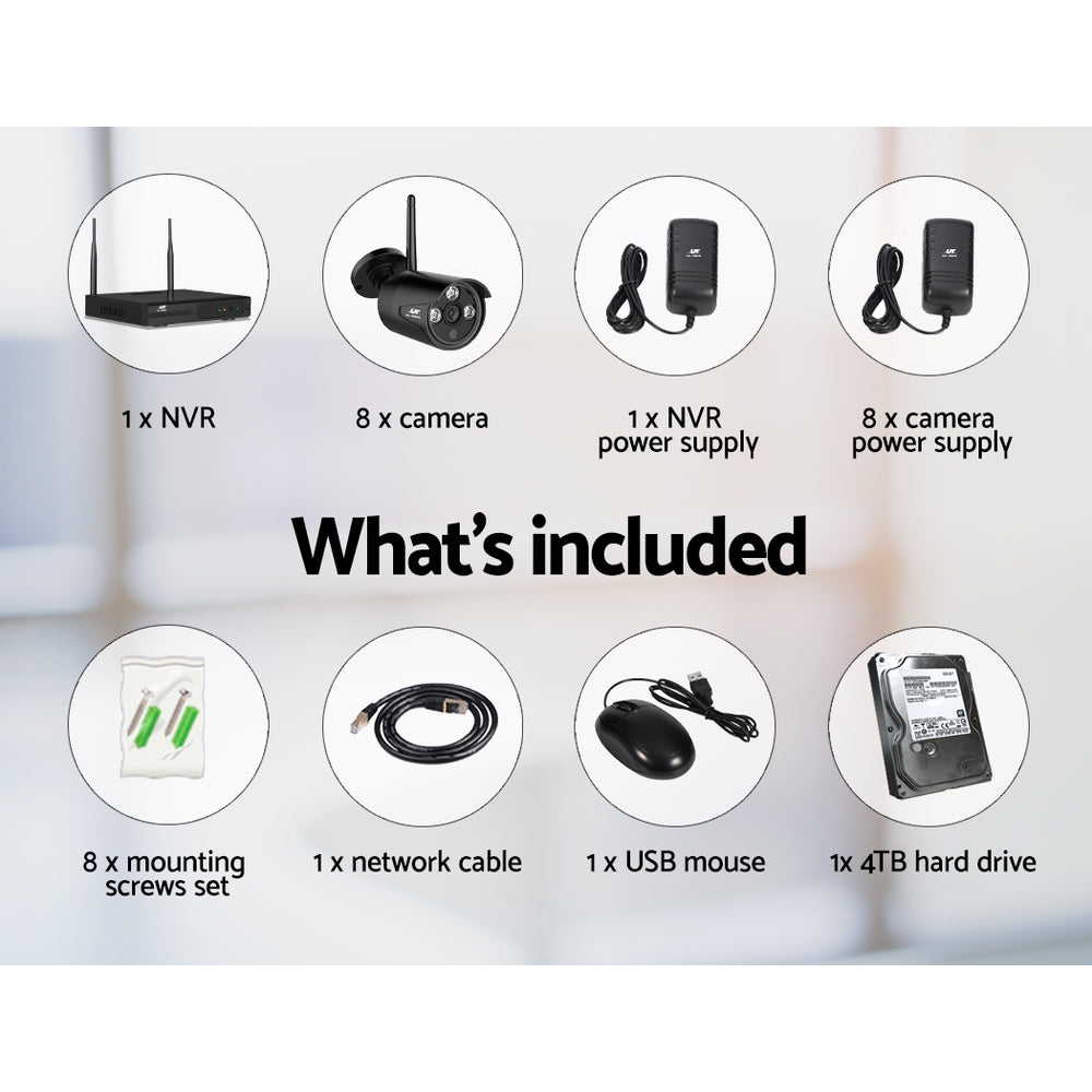 Security Cameras & Accessories: UL-tech Wireless CCTV Security System 8CH NVR 3MP 8 Bullet Cameras 4TB
