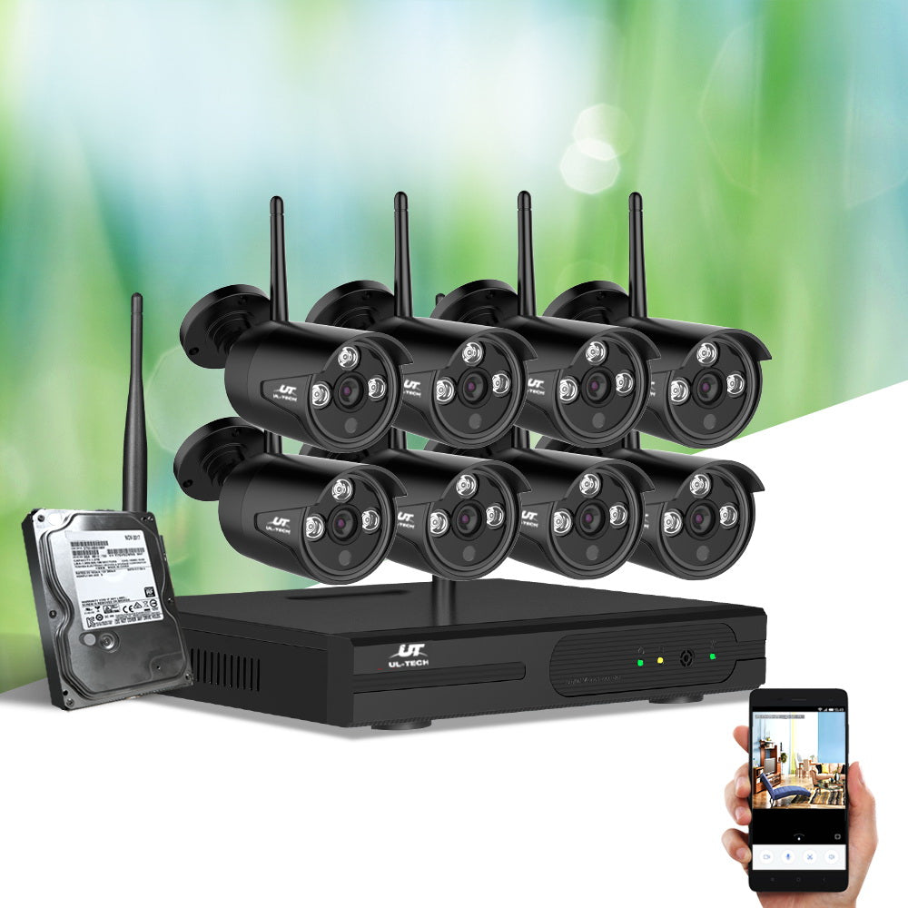 Security Cameras & Accessories: UL-tech Wireless CCTV Security System 8CH NVR 3MP 8 Bullet Cameras 4TB