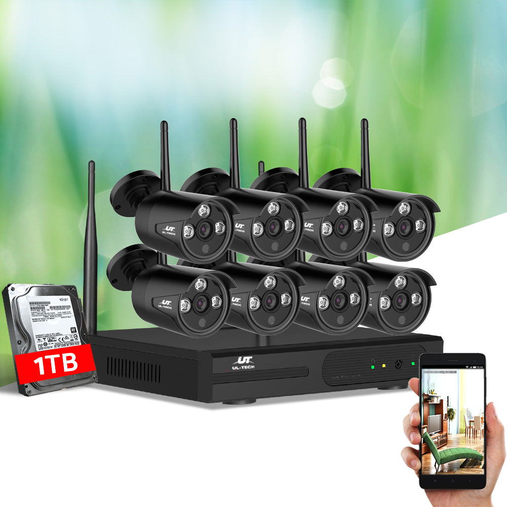 Security Cameras & Accessories: UL-tech Wireless CCTV Security System 8CH NVR 3MP 8 Bullet Cameras 1TB
