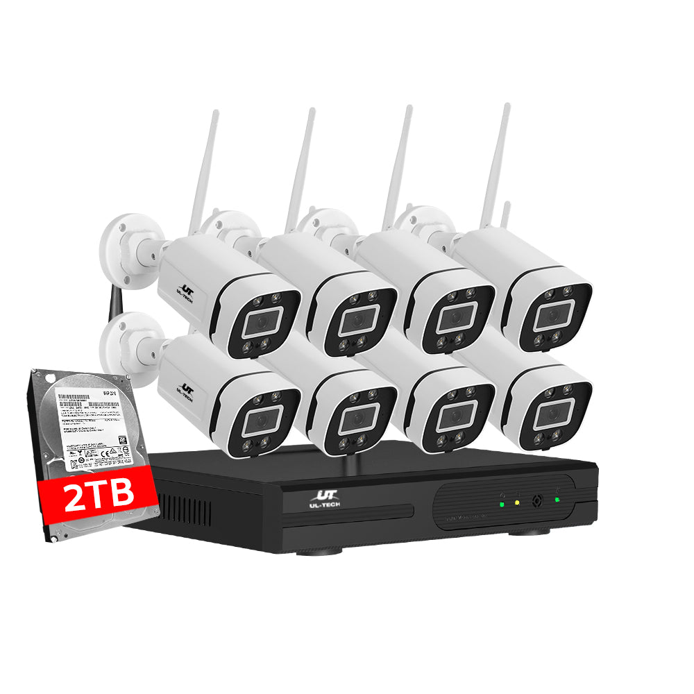 Security Cameras & Accessories: UL-tech Wireless CCTV Security System 8CH NVR 3MP 8 Square Cameras 2TB