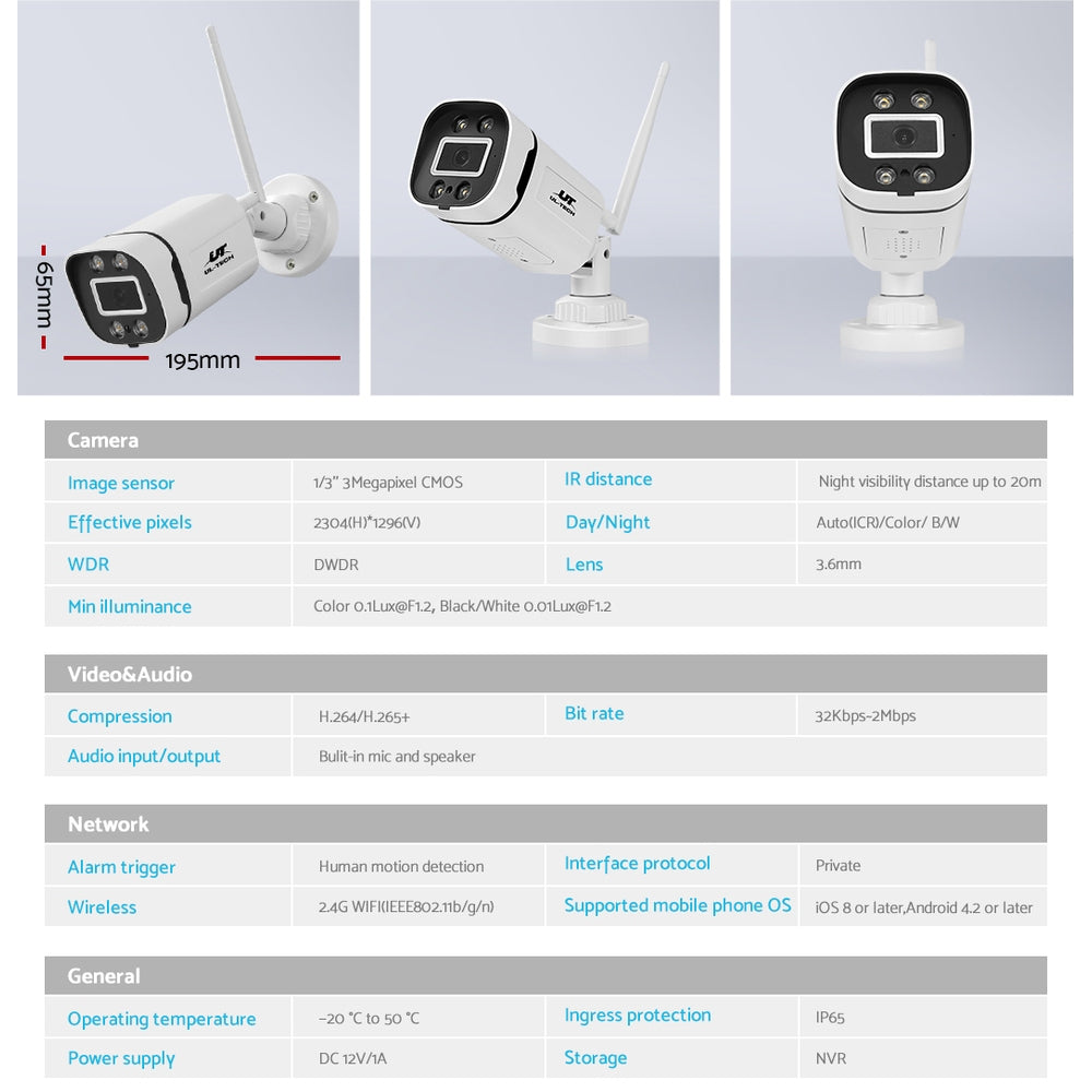 Security Cameras & Accessories: UL-tech Wireless CCTV Security System 8CH NVR 3MP 8 Square Cameras 2TB