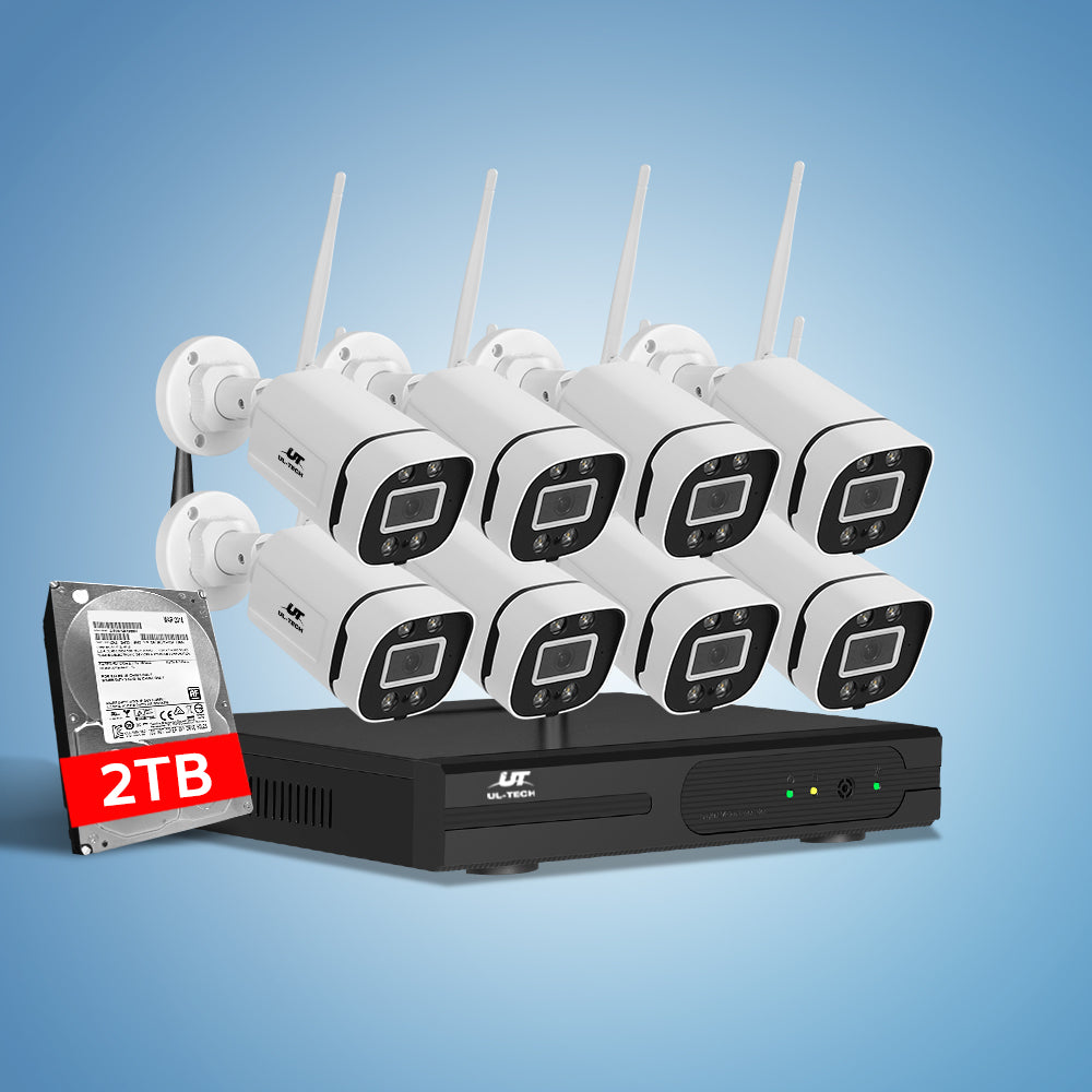 Security Cameras & Accessories: UL-tech Wireless CCTV Security System 8CH NVR 3MP 8 Square Cameras 2TB