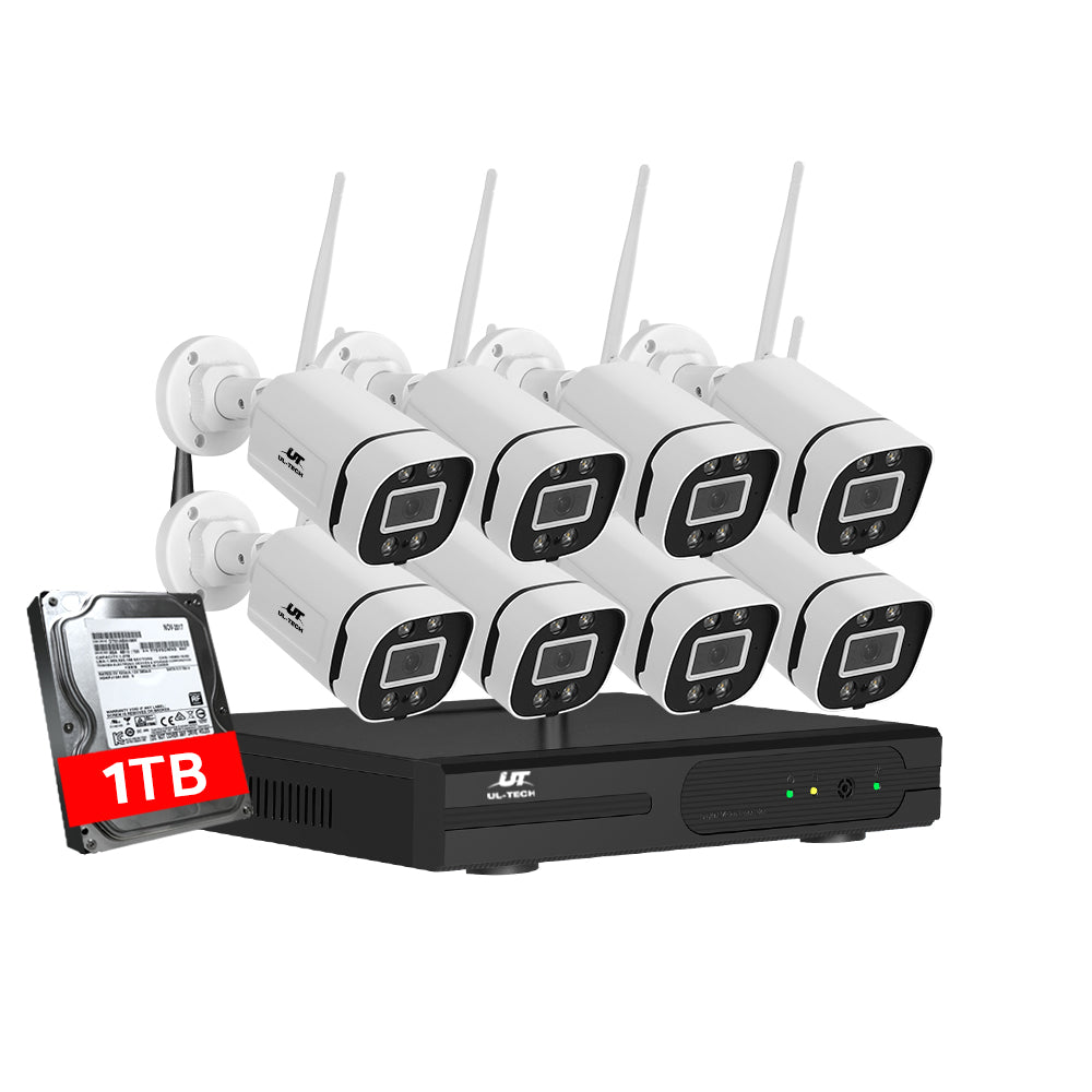 Security Cameras & Accessories: UL-tech Wireless CCTV Security System 8CH NVR 3MP 8 Square Cameras 1TB