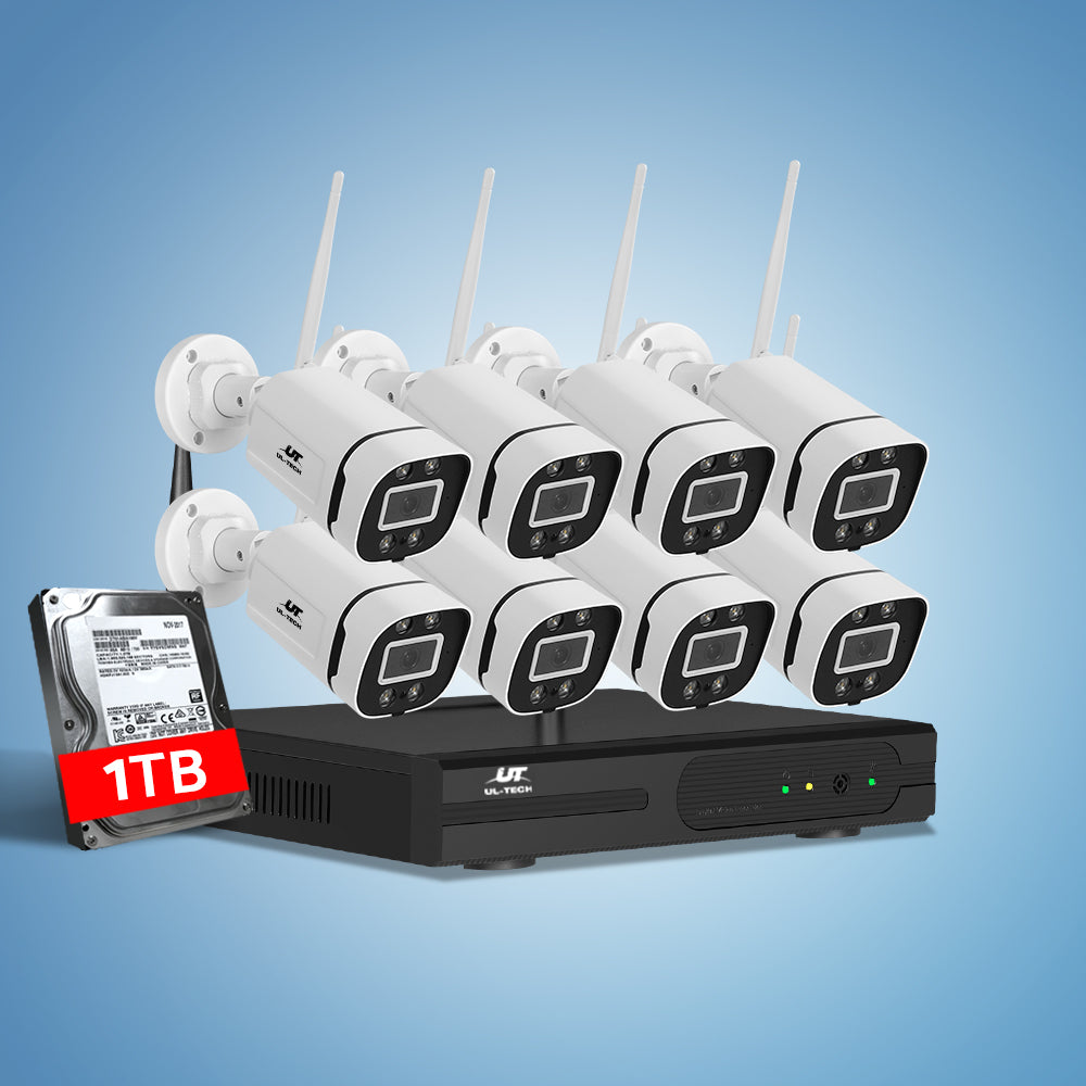 Security Cameras & Accessories: UL-tech Wireless CCTV Security System 8CH NVR 3MP 8 Square Cameras 1TB