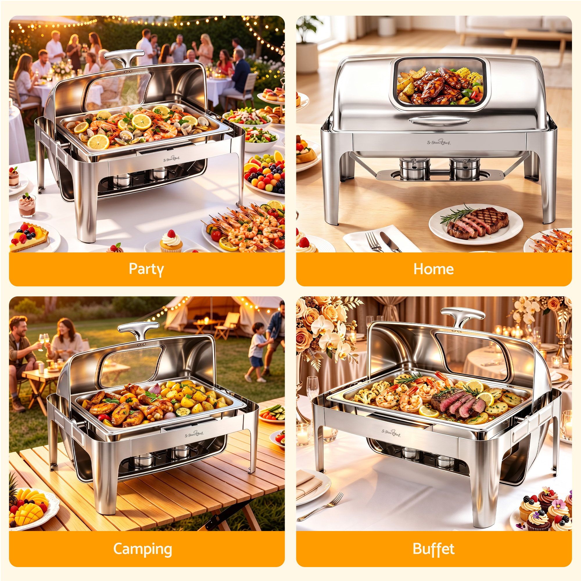 5 Star Chef 9L Chafing Dish Buffet Warmer Food Warmer Catering Server