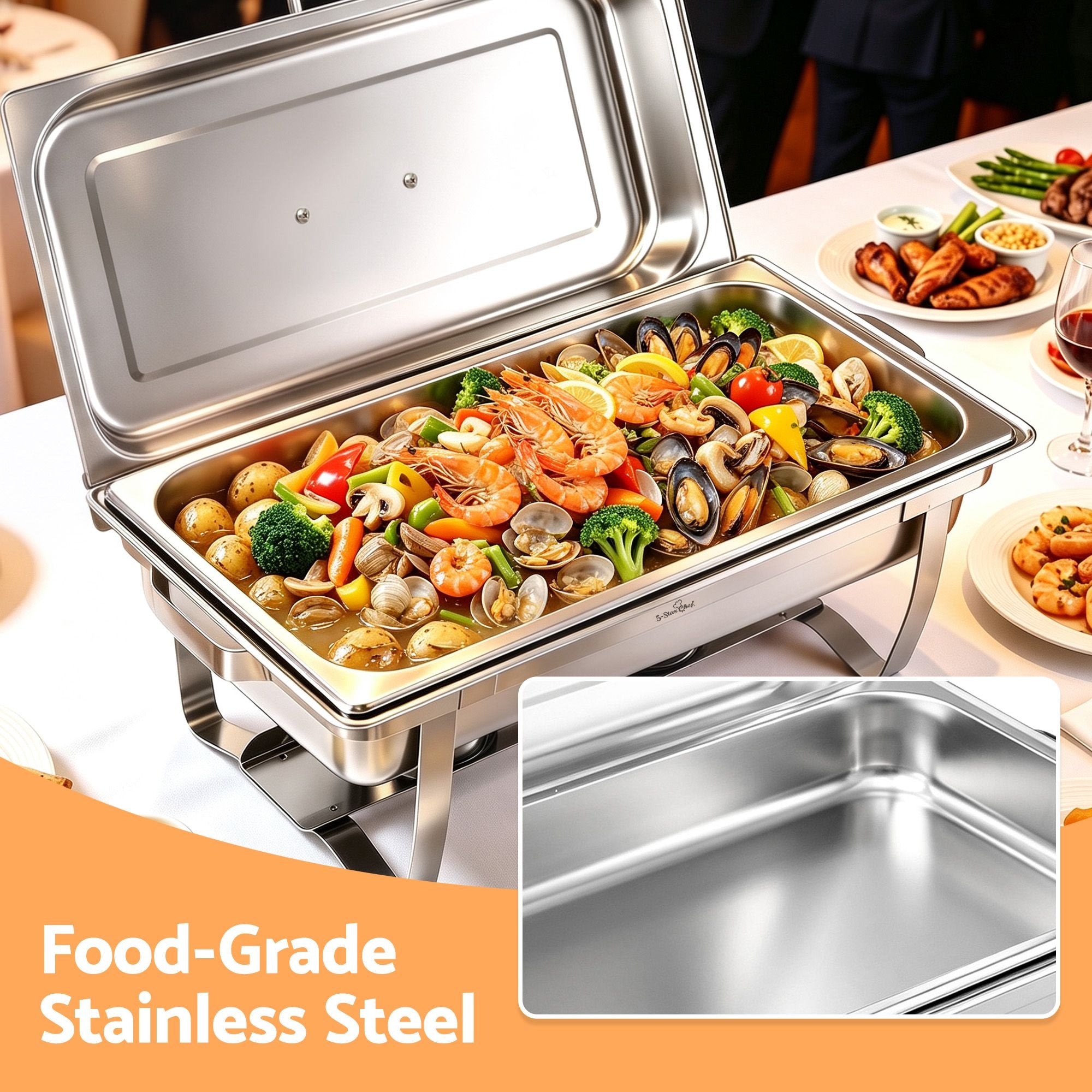 5-Star Chef Chafing Dish 9L 1-Pan Buffet Warmer Food Warmer Catering Server