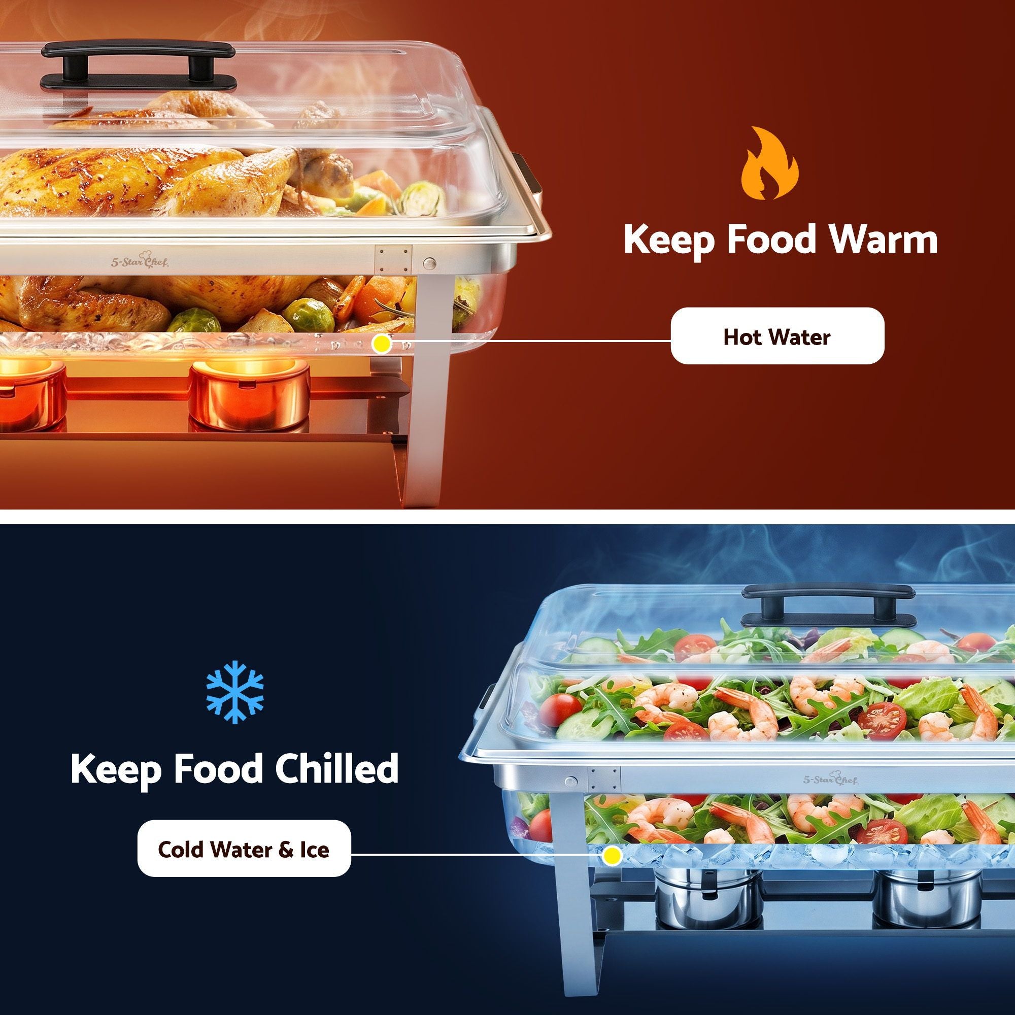 5-Star Chef Chafing Dish 9L 1-Pan Buffet Warmer Food Warmer Catering Server
