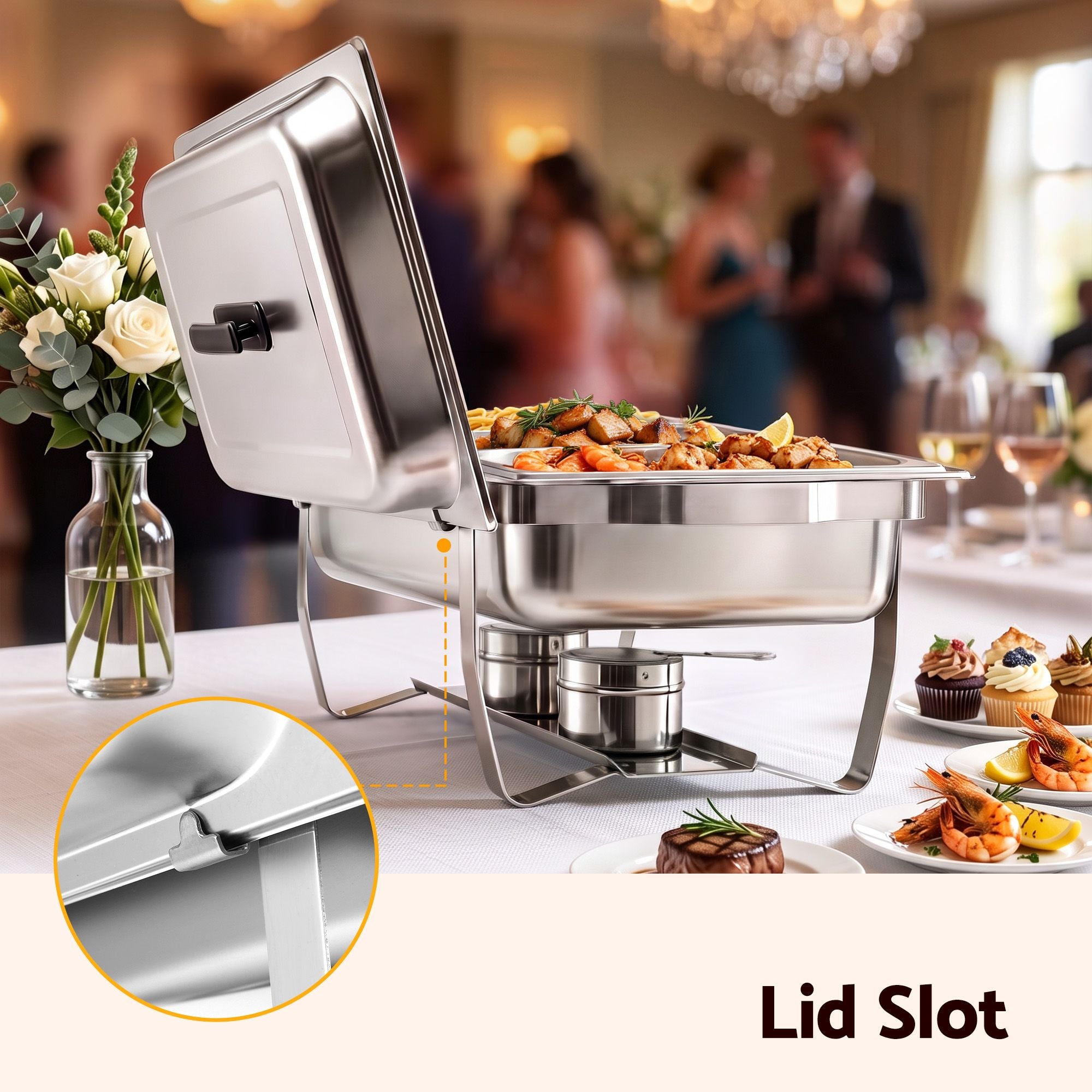 5-Star Chef Chafing Dish 7.5L 3-Pan Buffet Warmer Food Warmer Catering Server