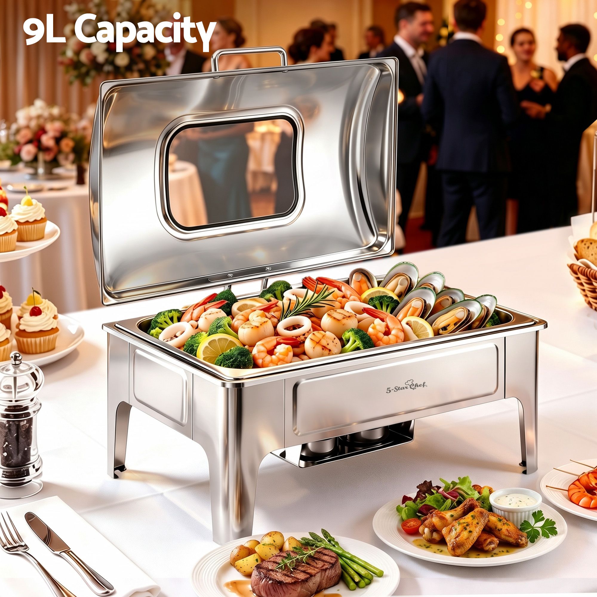 5-Star Chef 9L Chafing Dish Buffet Warmer Food Warmer Catering Server