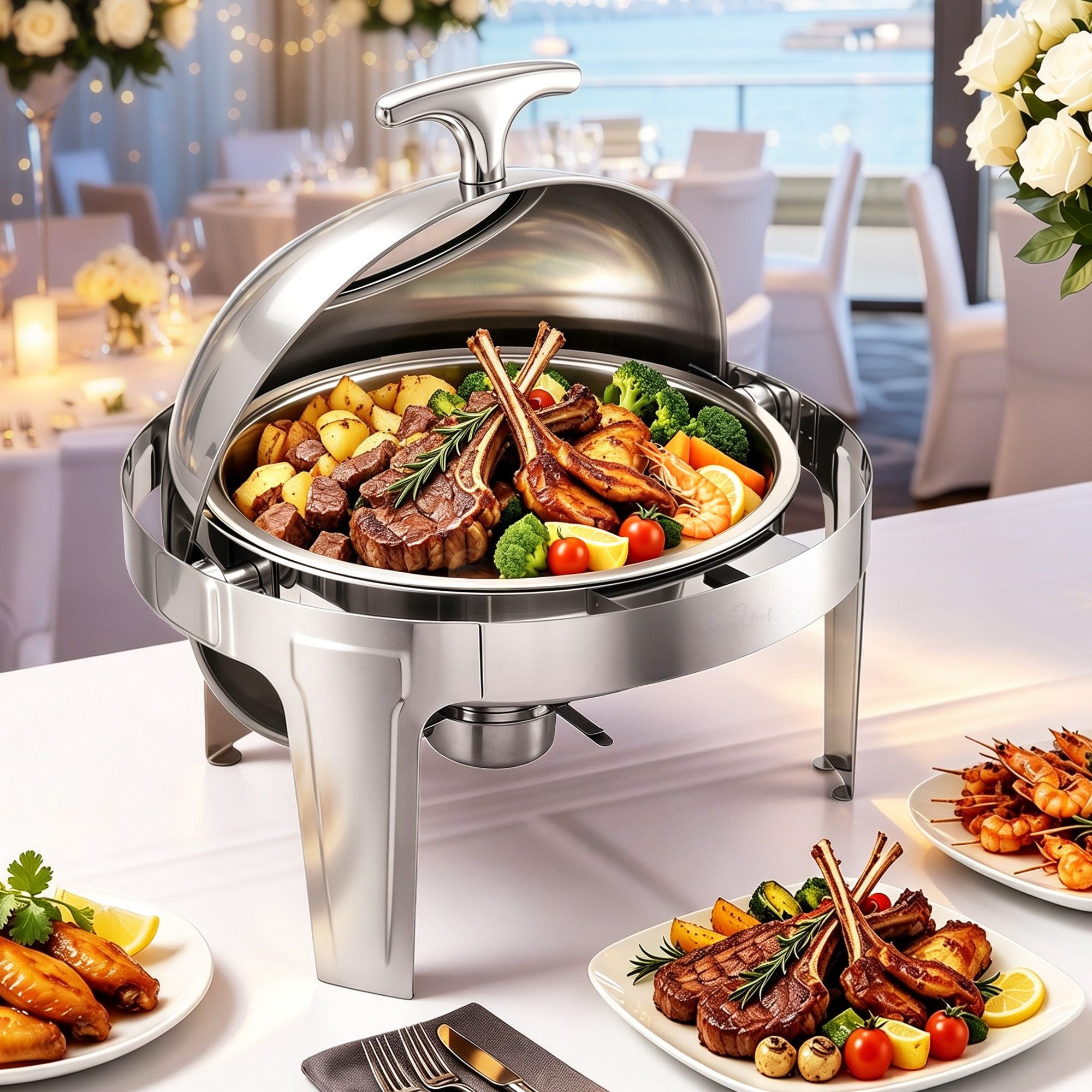 5-Star Chef 9L Chafing Dish Buffet Warmer Food Warmer Catering Server Round