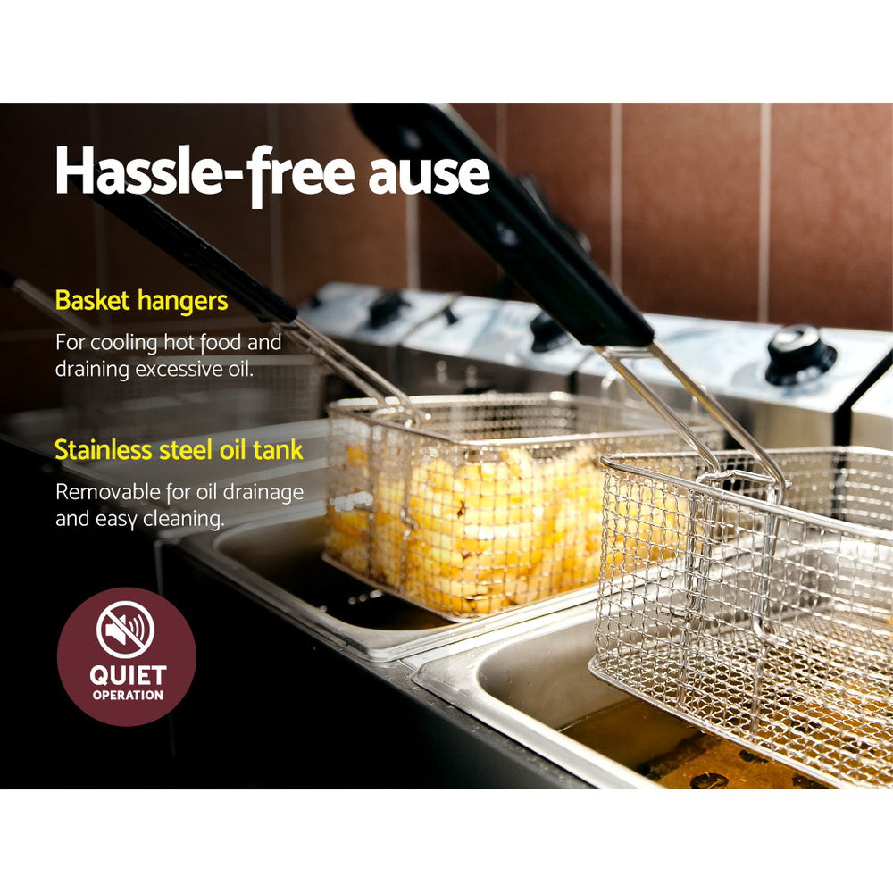 Deep Fryers: Devanti 20L Electric Commercial Deep Fryer Double Baskets 4400W