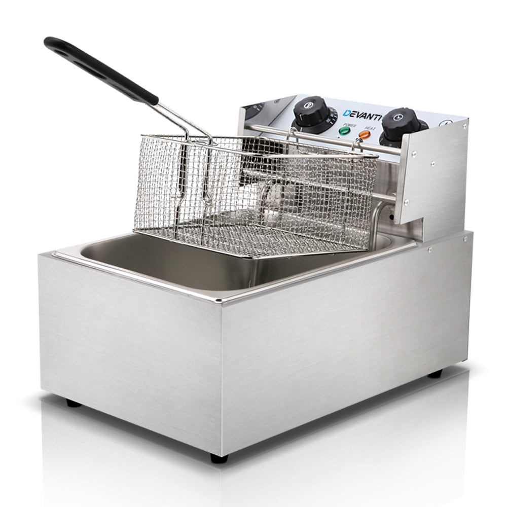 Deep Fryers: Devanti 10L Electric Commercial Deep Fryer Single Basket 2200W