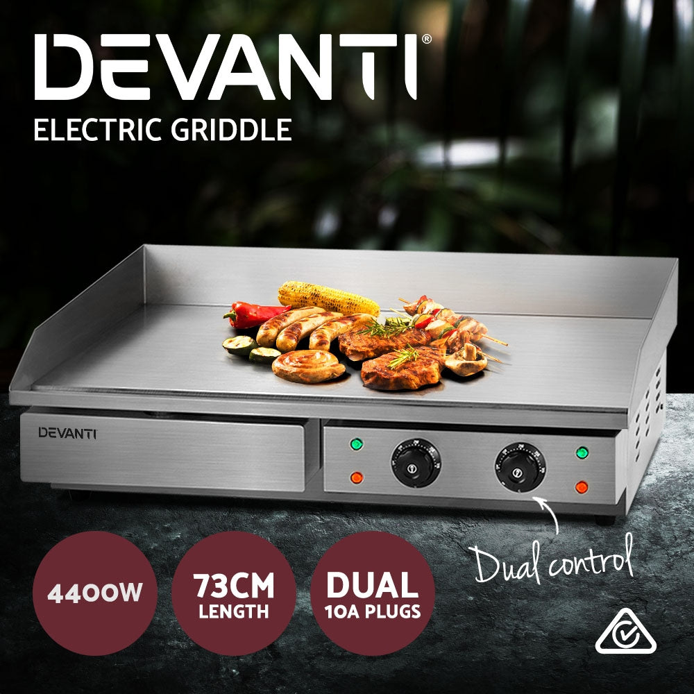 BBQ Tools: Devanti Commercial Electric Griddle 73cm BBQ Grill Plate 4400W