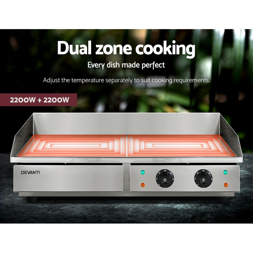 BBQ Tools: Devanti Commercial Electric Griddle 73cm BBQ Grill Plate 4400W