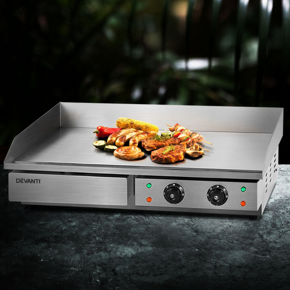 BBQ Tools: Devanti Commercial Electric Griddle 73cm BBQ Grill Plate 4400W