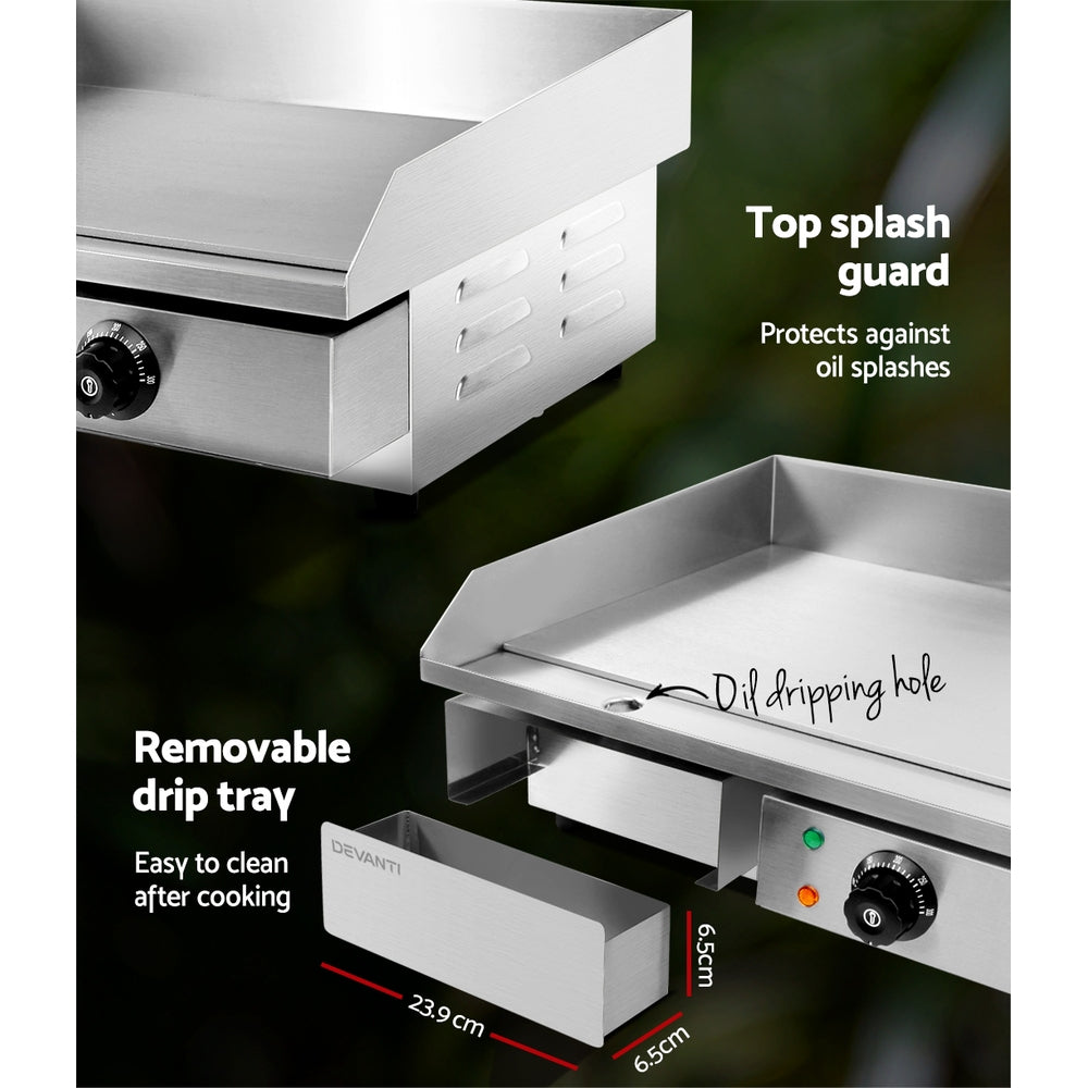 BBQ Tools: Devanti Commercial Electric Griddle 55cm BBQ Grill Plate 3000W