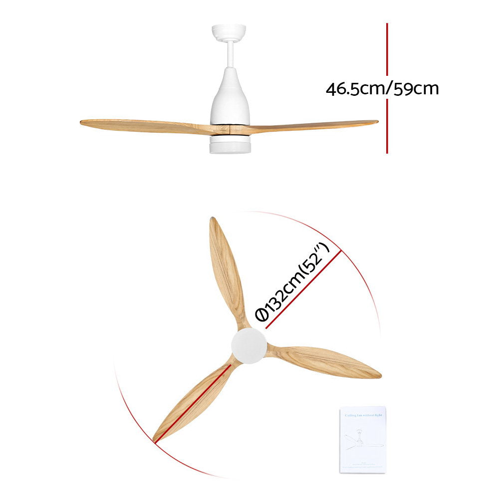 Ceiling Fans: Devanti 52'' Ceiling Fan AC Motor w/Light w/Remote - Light Wood