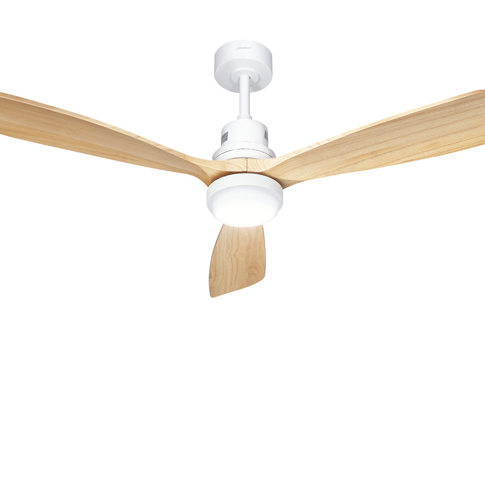 Ceiling Fans: Devanti 52'' Ceiling Fan DC Motor LED Light Remote - Light Wood